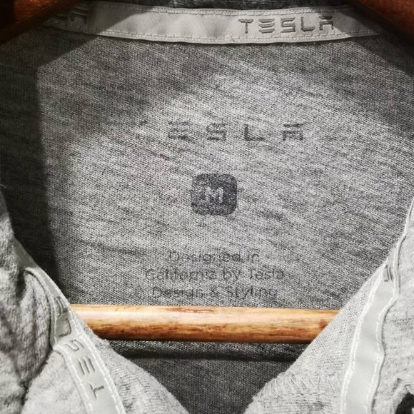 TESLA Light Gray Short Sleeve Polo Made in Peru Size M - Picture 3 of 4